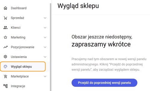 zakładka wygląd w nowym panelu comarch e-sklep