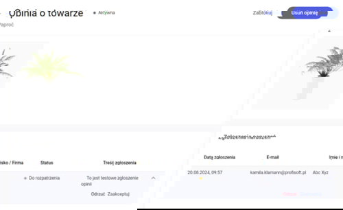 szczegóły zgłoszonej opinii